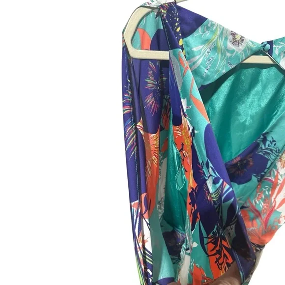 Bisou Bisou Teal and Floral Dress - Picture 6 of 7